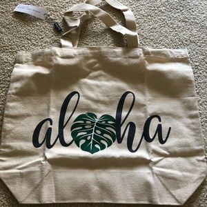 Canvas “Aloha” Monstera Leaf Tote Bag- NWT